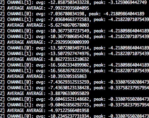 Logging audio levels to the console